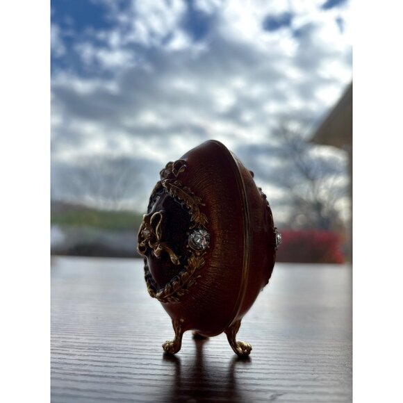 Vivian Alexander First Edition 2000 Enamel Egg  Burgundy Gold, Crystal Accent - Picture 6 of 9